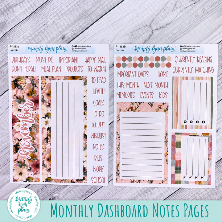 November Dashboard Kit || Hobonichi, Common Planner, Wonderland 222, Plans by Just Scribble || Burgundy Blush || 383
