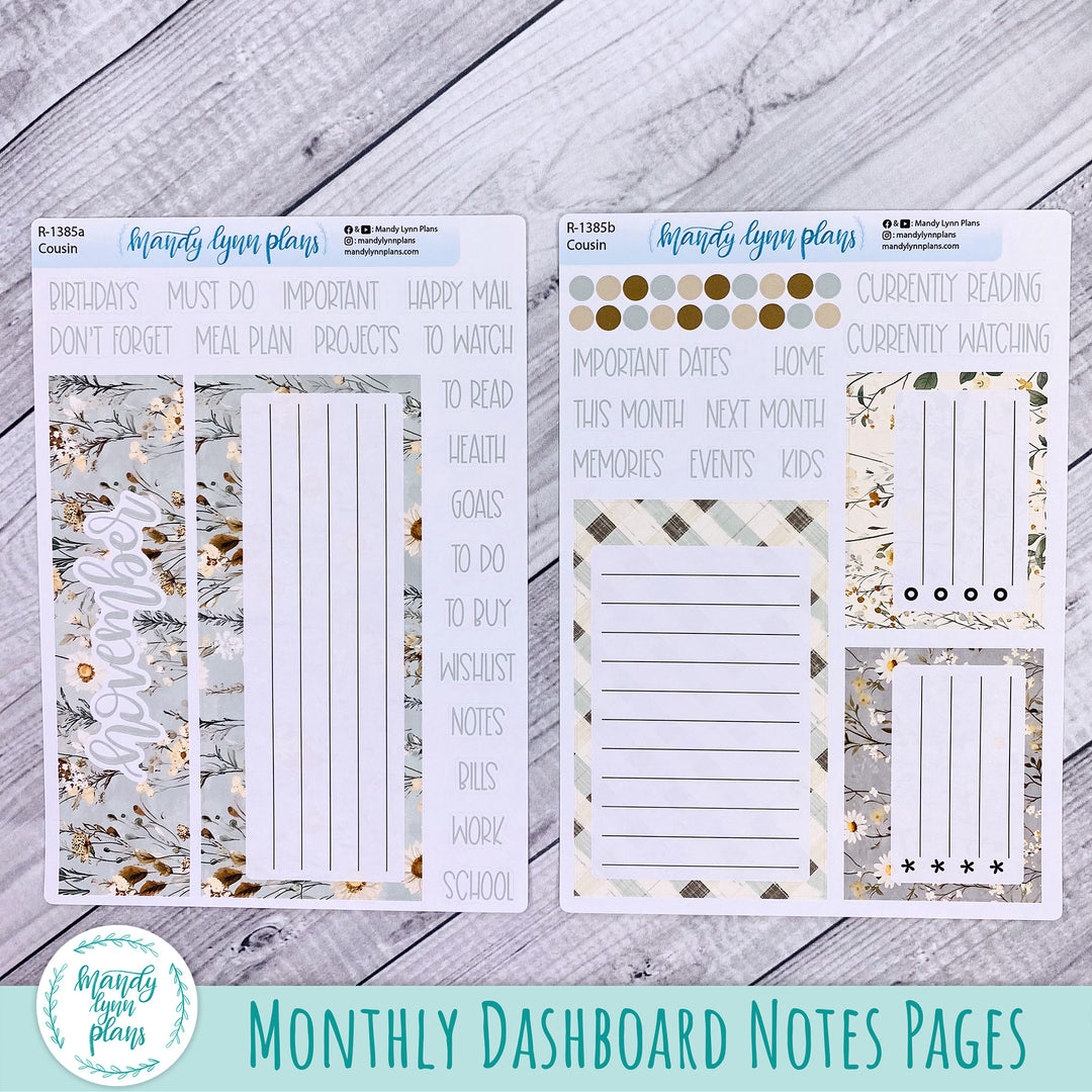 November Dashboard Kit || Hobonichi, Common Planner, Wonderland 222, Plans by Just Scribble || Rustic Grace || 385