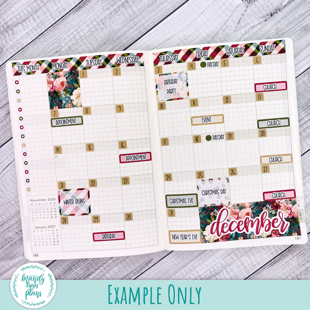 December 2026 or Any Month Monthly Kit || Wonderland 222 A5, B6, A6 || Joyful Snow || 388