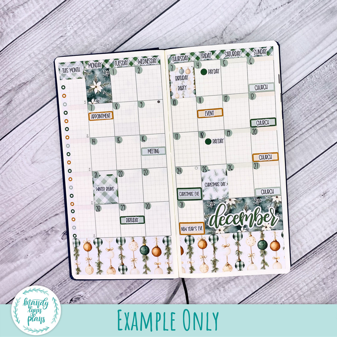 December 2026 or Any Month Monthly Kit || Hobonichi Cousin, Weeks, A6 || Elegant Evergreen || 390