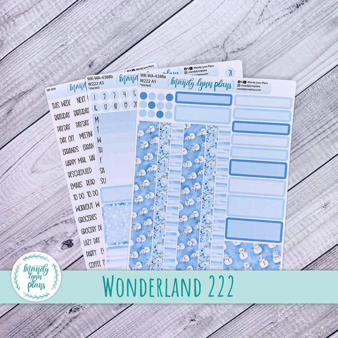Weekly Kit || Wonderland 222 A5, B6, A6 || Stacked, Unstacked, Horizontal || Joyful Snow || 388