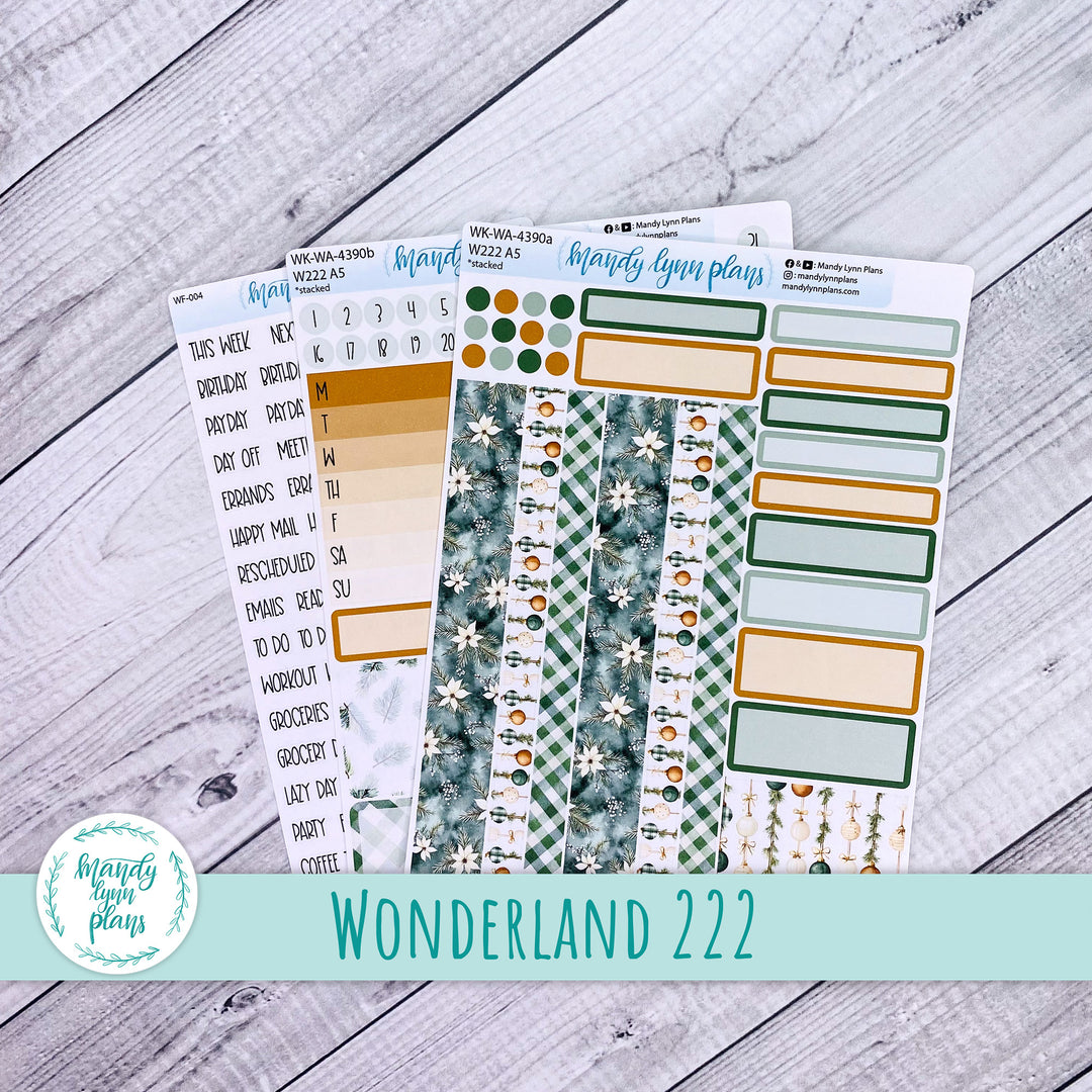 Weekly Kit || Wonderland 222 A5, B6, A6 || Stacked, Unstacked, Horizontal || Elegant Evergreen || 390