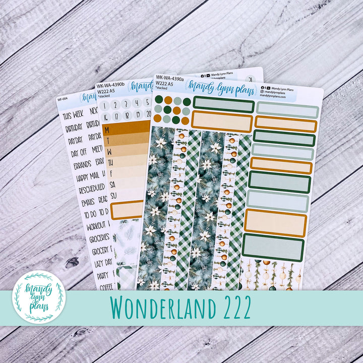 Weekly Kit || Wonderland 222 A5, B6, A6 || Stacked, Unstacked, Horizontal || Elegant Evergreen || 390