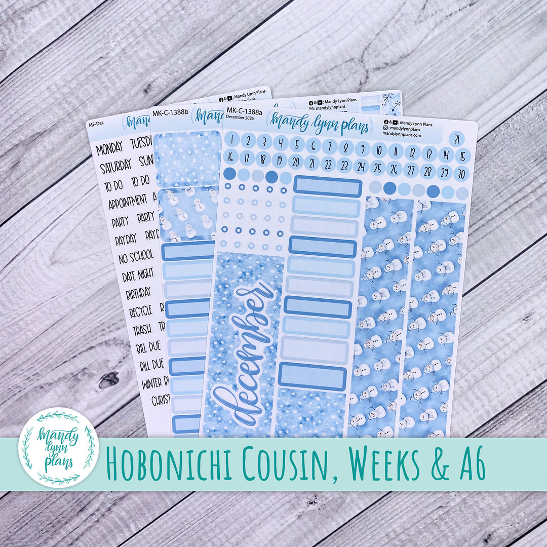 December 2026 or Any Month Monthly Kit || Hobonichi Cousin, Weeks, A6 || Joyful Snow || 388