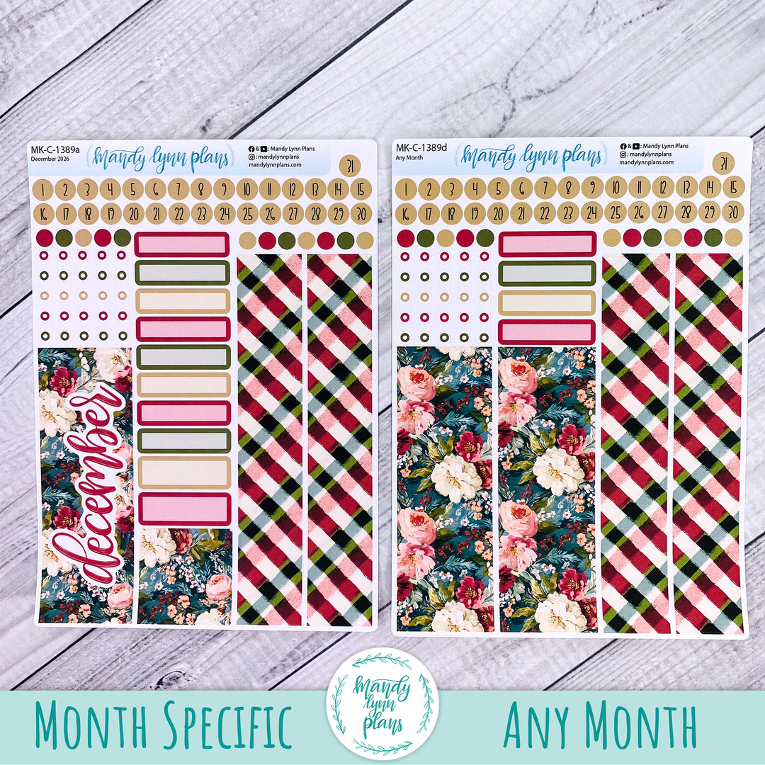 December 2026 or Any Month Monthly Kit || Hobonichi Cousin, Weeks, A6 || Holly and Ivy || 389