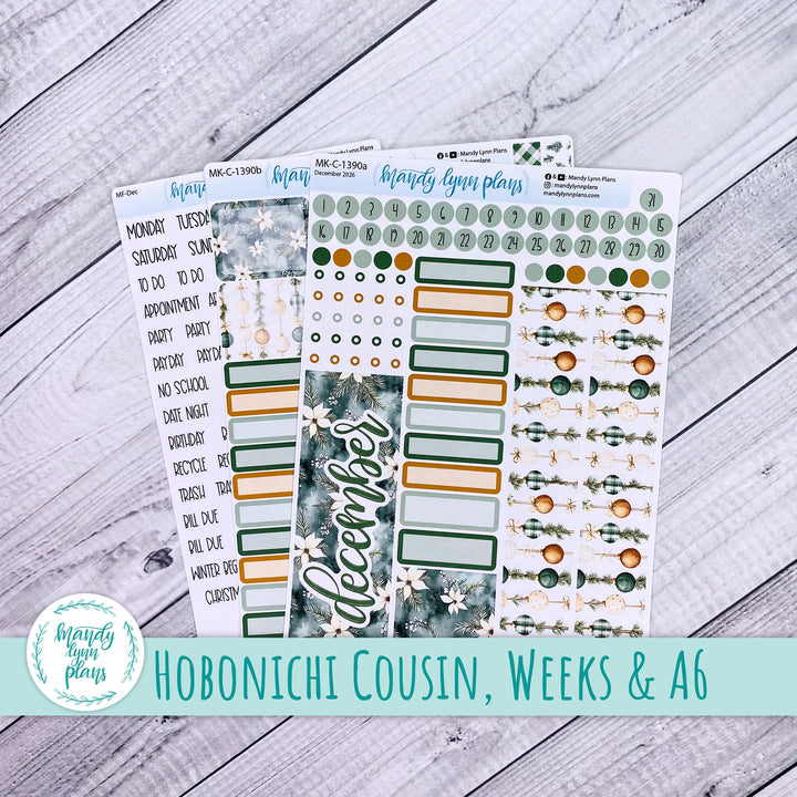 December 2026 or Any Month Monthly Kit || Hobonichi Cousin, Weeks, A6 || Elegant Evergreen || 390