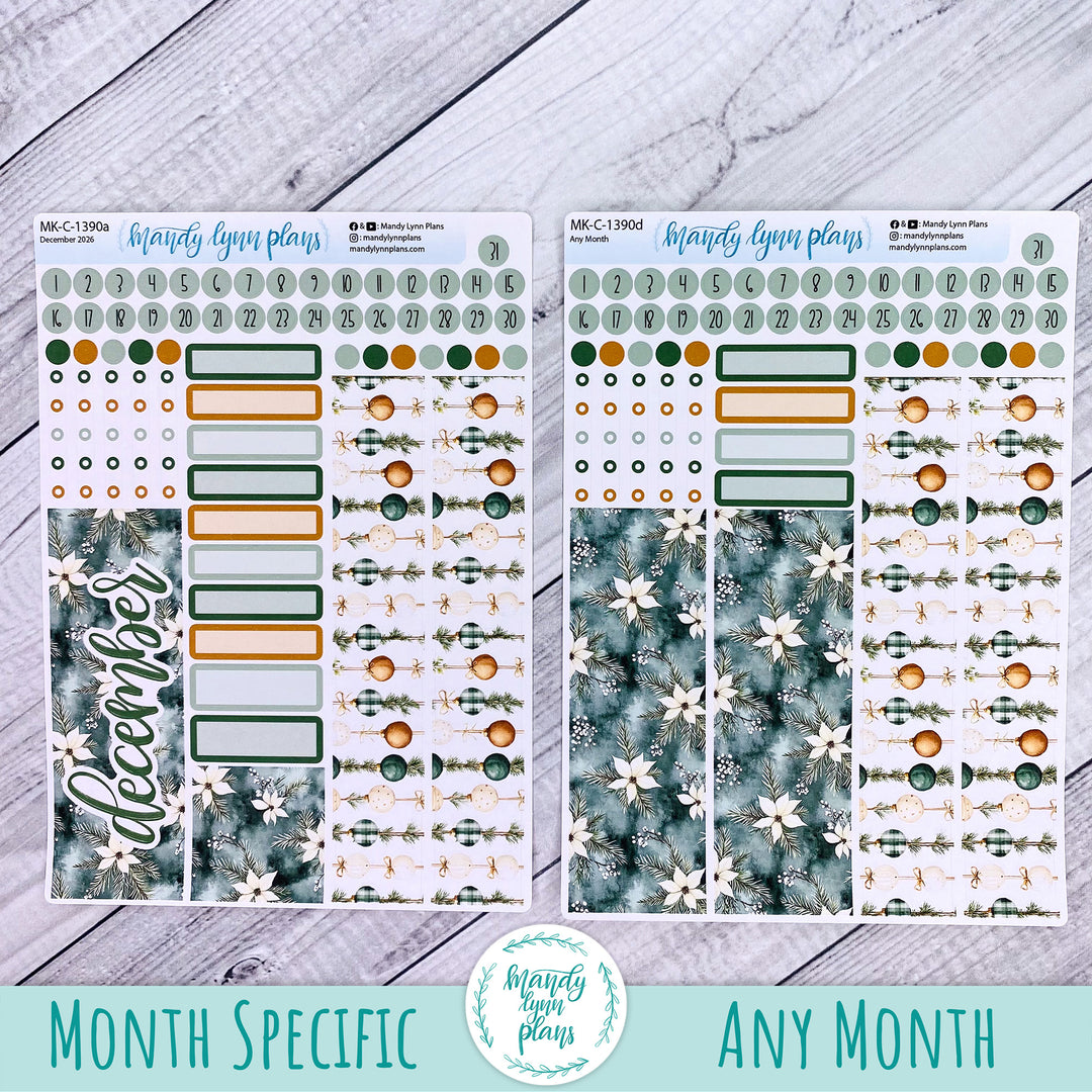 December 2026 or Any Month Monthly Kit || Hobonichi Cousin, Weeks, A6 || Elegant Evergreen || 390