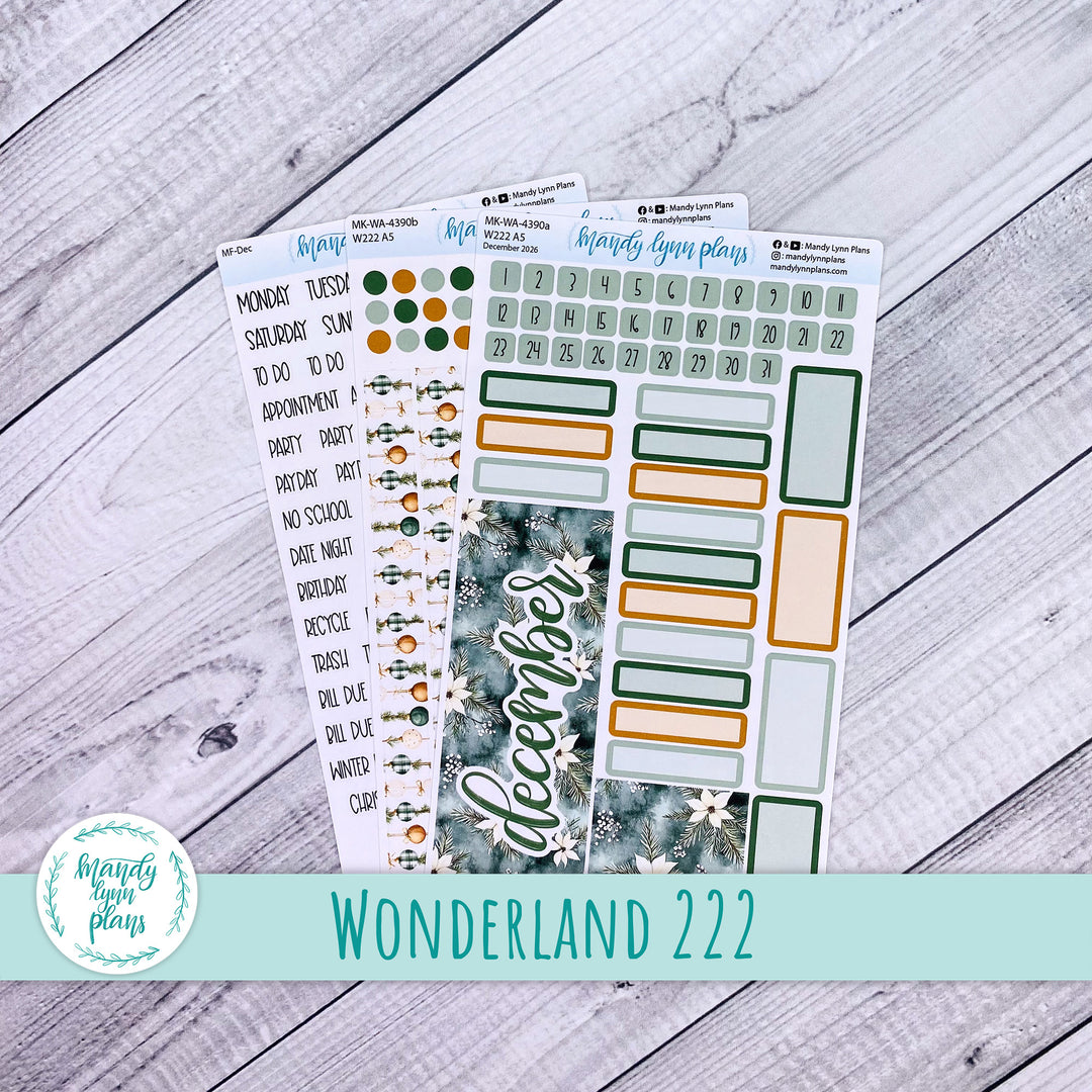 December 2026 or Any Month Monthly Kit || Wonderland 222 A5, B6, A6 || Elegant Evergreen || 390