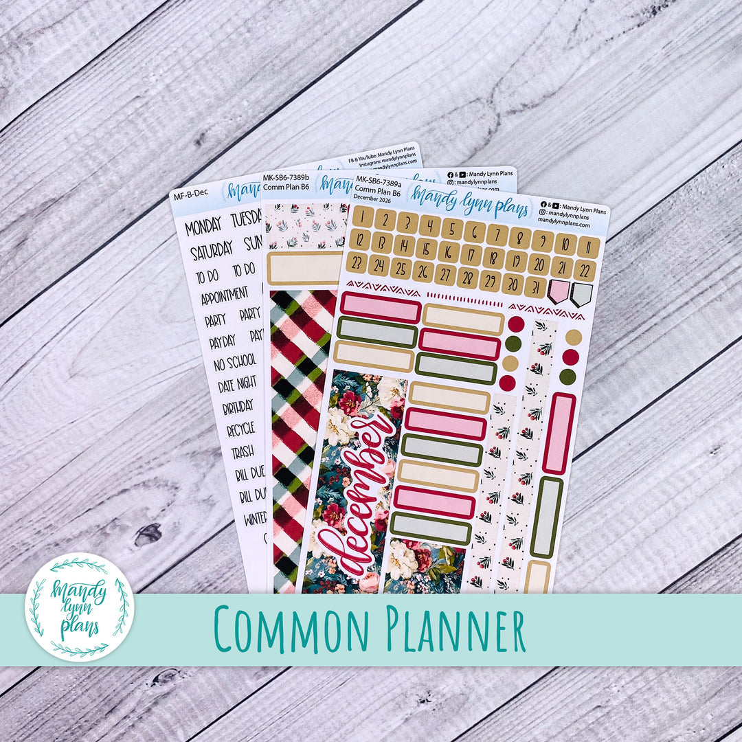 December 2026 or Any Month Monthly Kit || Sterling Ink A5, A5 Slim, B6, B6 Slim, N1, N2 Common Planner || Holly and Ivy || 389
