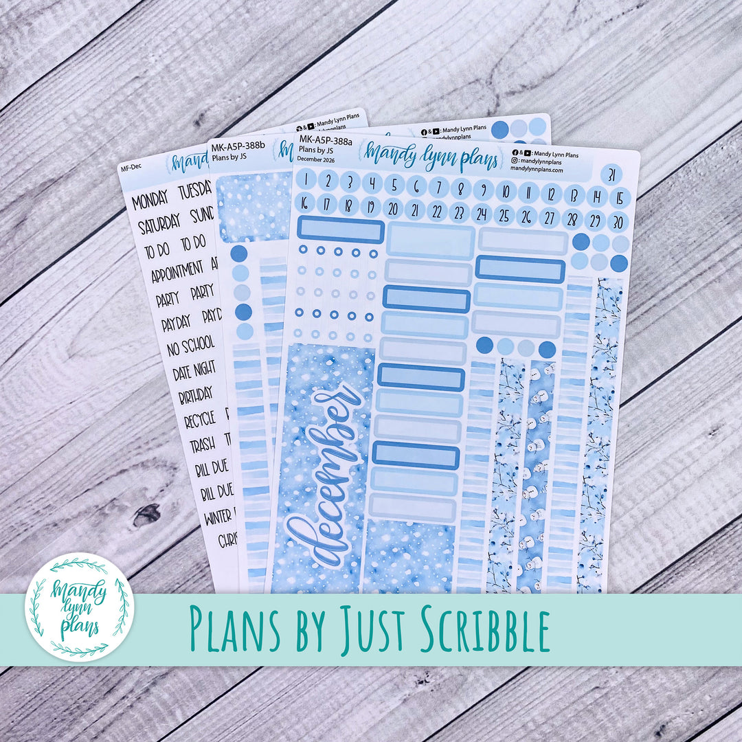 December 2026 or Any Month Monthly Kit || A5, B6, A6 Plans by Just Scribble || Joyful Snow || 388