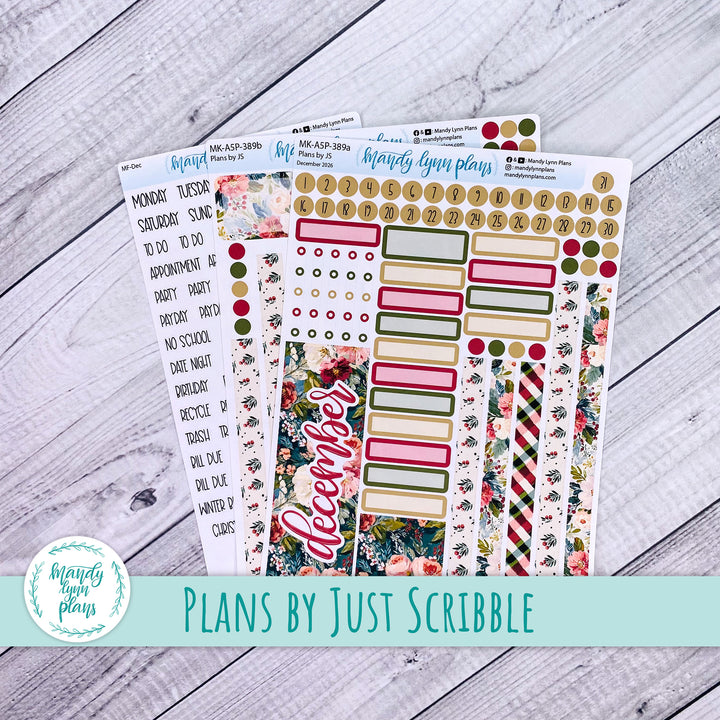 December 2026 or Any Month Monthly Kit || A5, B6, A6 Plans by Just Scribble || Holly and Ivy || 389