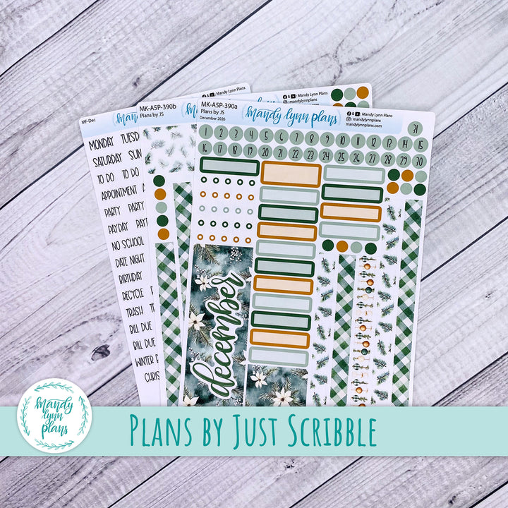 December 2026 or Any Month Monthly Kit || A5, B6, A6 Plans by Just Scribble || Elegant Evergreen || 390