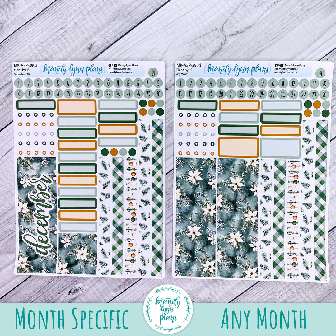 December 2026 or Any Month Monthly Kit || A5, B6, A6 Plans by Just Scribble || Elegant Evergreen || 390