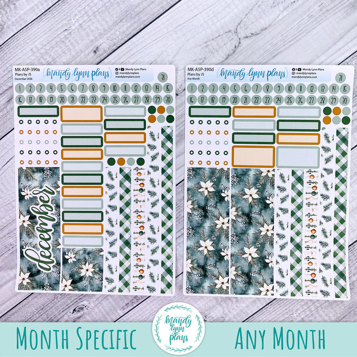 December 2026 or Any Month Monthly Kit || A5, B6, A6 Plans by Just Scribble || Elegant Evergreen || 390