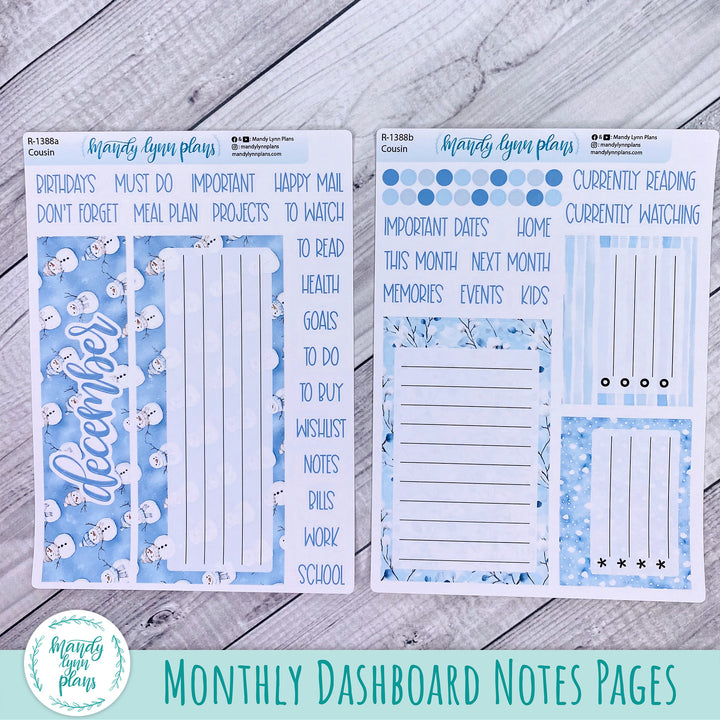 December Dashboard Kit || Hobonichi, Common Planner, Wonderland 222, Plans by Just Scribble || Joyful Snow || 388