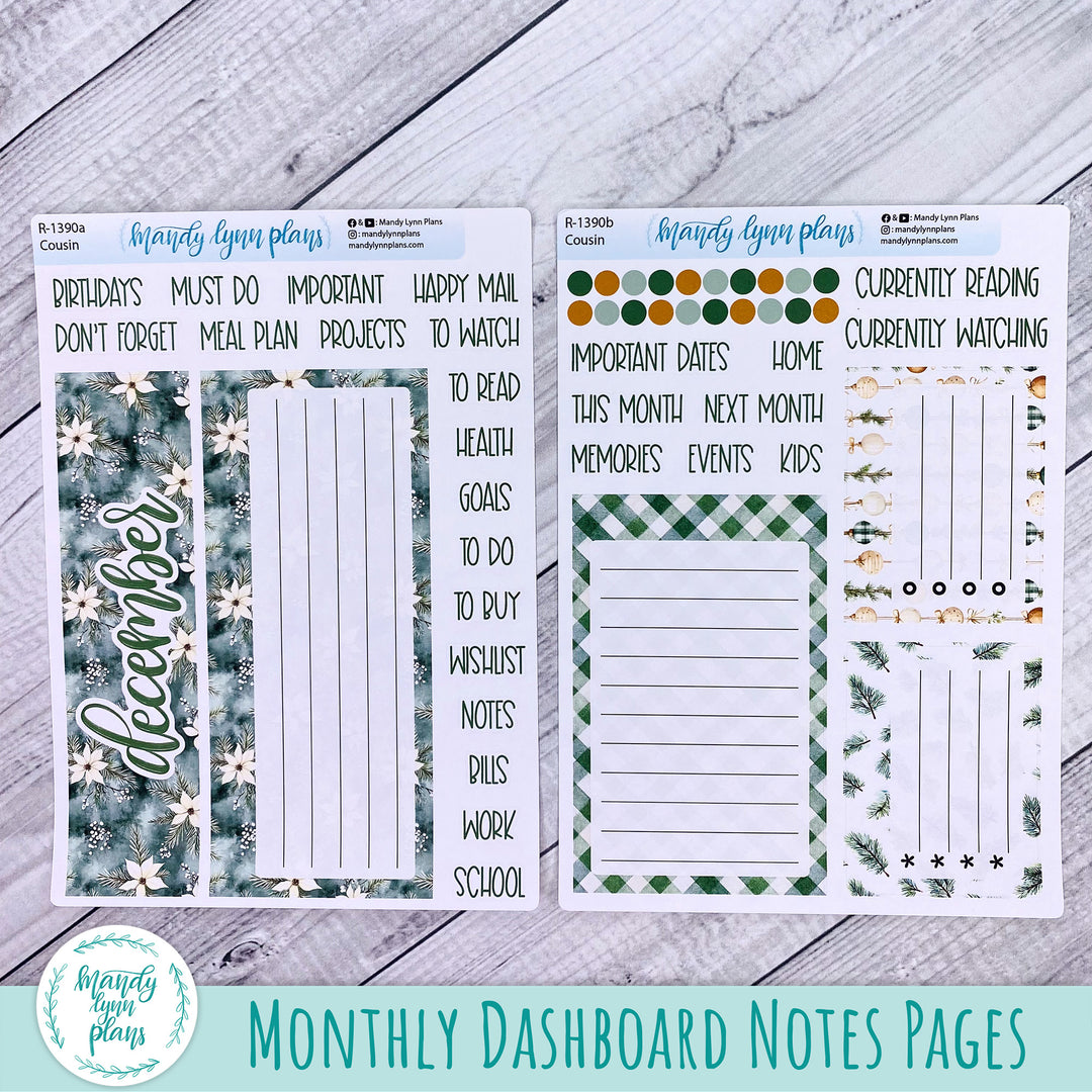 December Dashboard Kit || Hobonichi, Common Planner, Wonderland 222, Plans by Just Scribble || Elegant Evergreen || 390