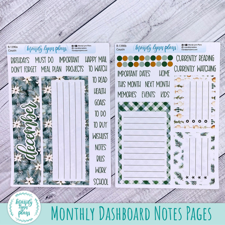 December Dashboard Kit || Hobonichi, Common Planner, Wonderland 222, Plans by Just Scribble || Elegant Evergreen || 390