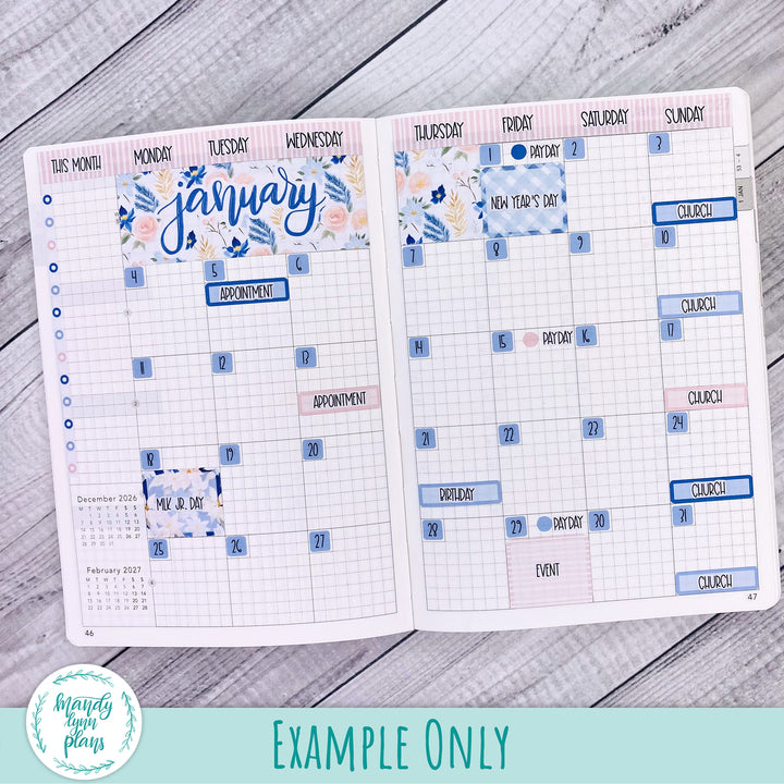 January 2027 or Any Month Monthly Kit || Wonderland 222 || Midnight Meadow || 392