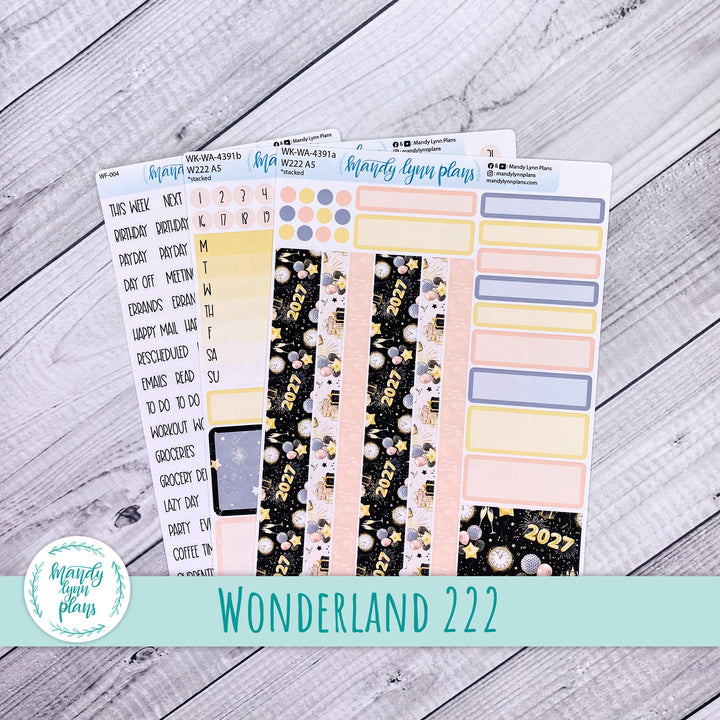 Weekly Kit || Wonderland 222 A5, B6, A6 || Stacked, Unstacked, Horizontal || New Year's Party || 391
