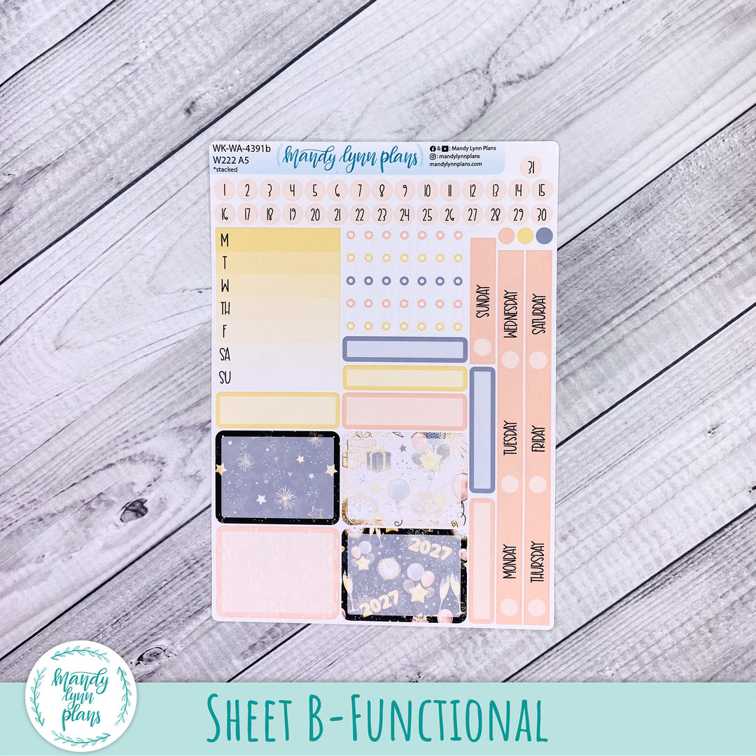 Weekly Kit || Wonderland 222 A5, B6, A6 || Stacked, Unstacked, Horizontal || New Year's Party || 391
