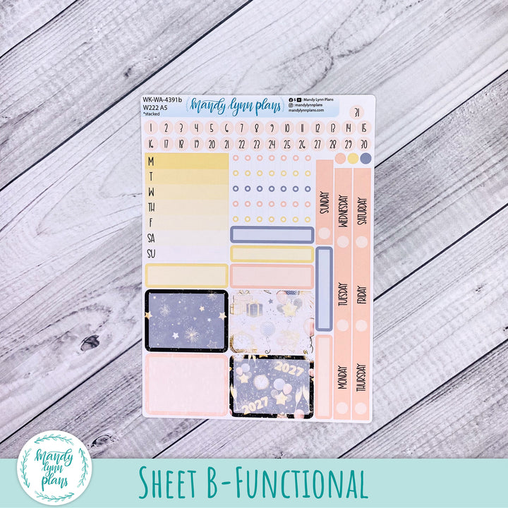 Weekly Kit || Wonderland 222 A5, B6, A6 || Stacked, Unstacked, Horizontal || New Year's Party || 391