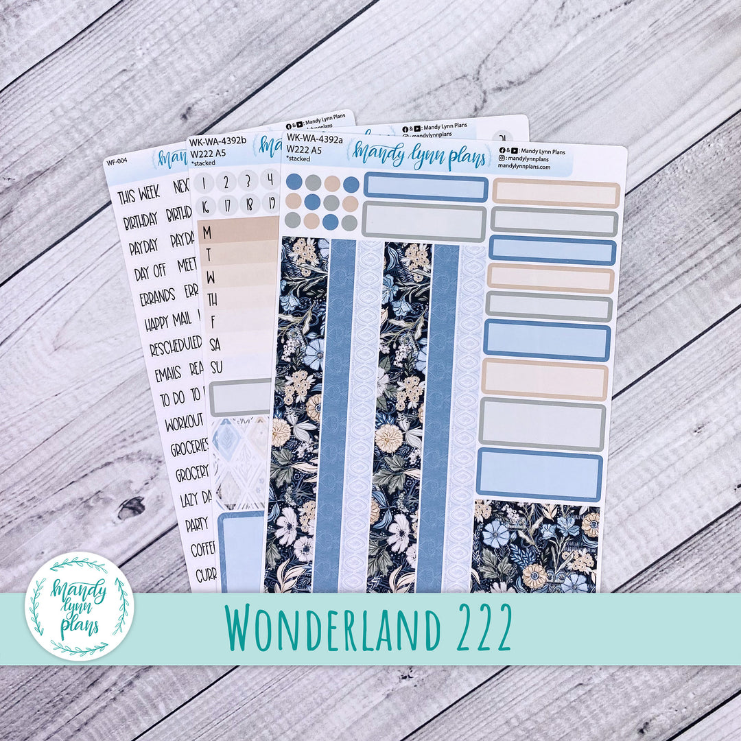 Weekly Kit || Wonderland 222 A5, B6, A6 || Stacked, Unstacked, Horizontal || Midnight Meadow || 392