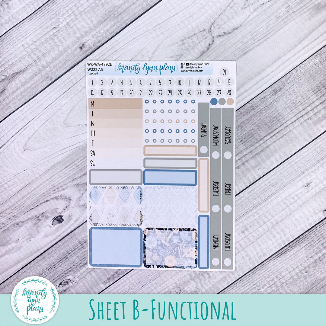 Weekly Kit || Wonderland 222 A5, B6, A6 || Stacked, Unstacked, Horizontal || Midnight Meadow || 392