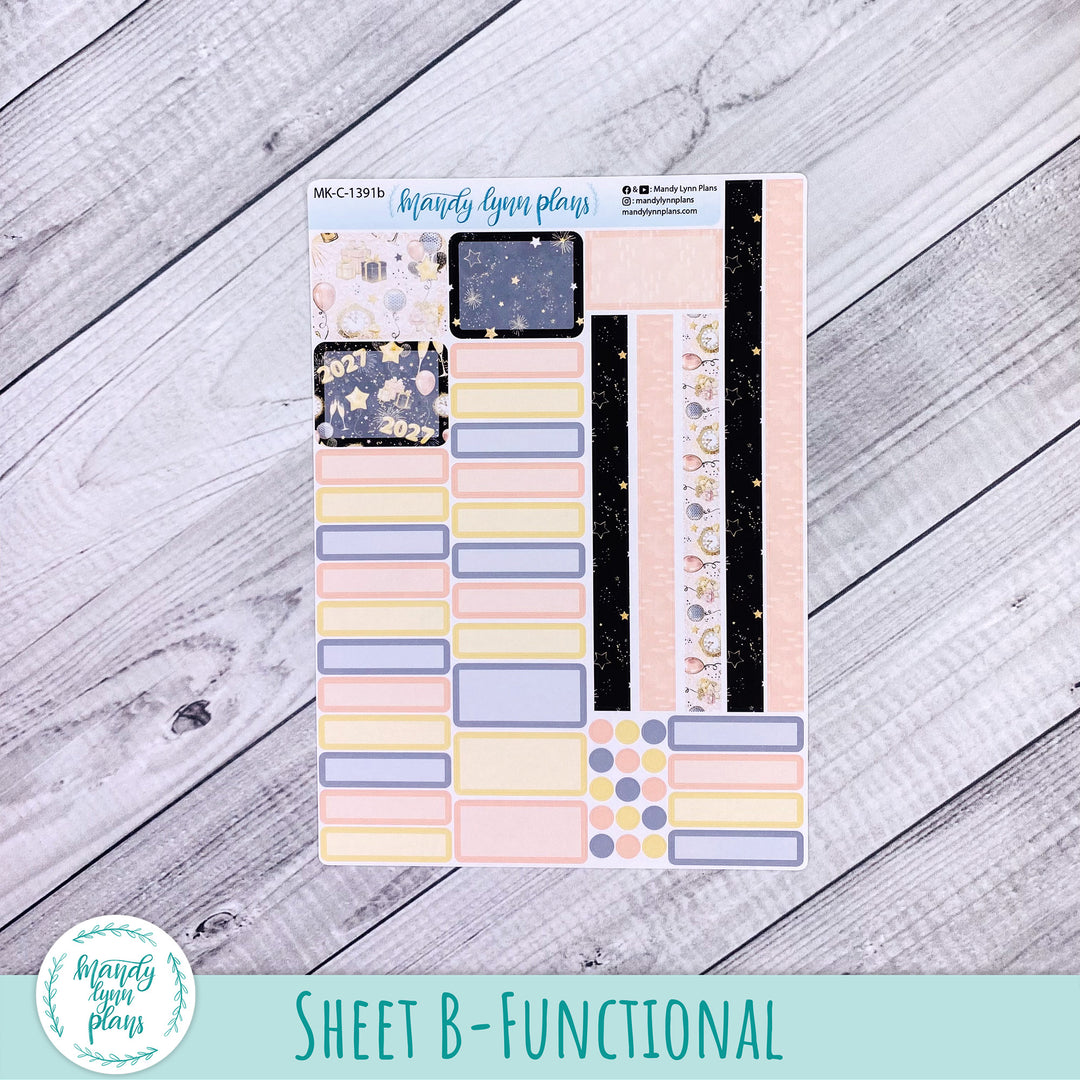 January 2027 or Any Month Monthly Kit || Hobonichi Cousin, Weeks, A6 || New Year's Party || 391