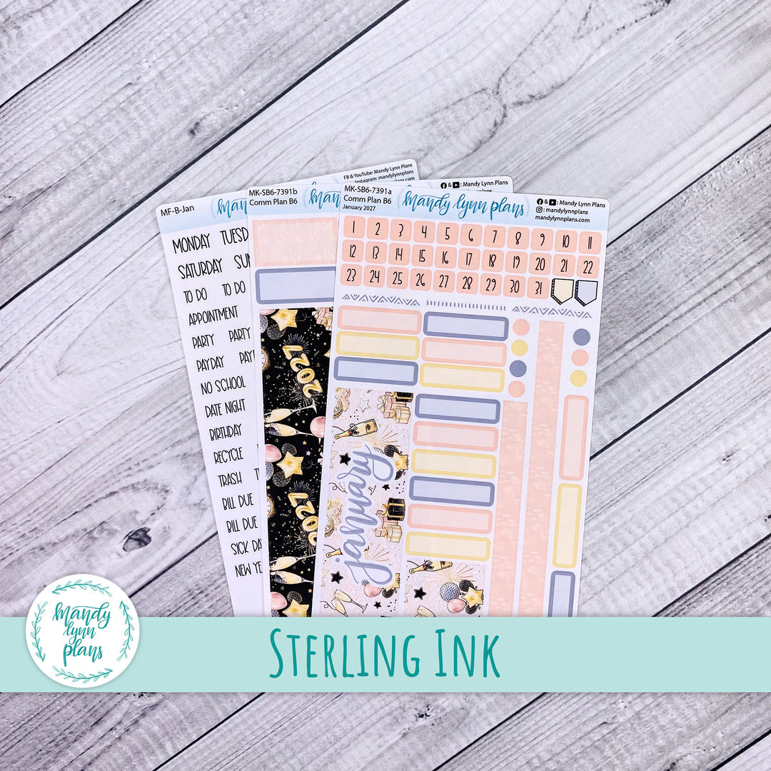January 2027 or Any Month Monthly Kit || Sterling Ink Common, Core, Complete Planners || New Year's Party || 391
