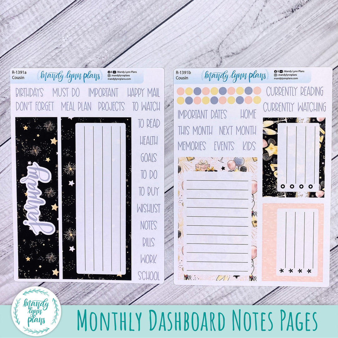 January Dashboard Kit || Hobonichi, Sterling Ink, Wonderland 222, Plans by Just Scribble || New Year's Party || 391