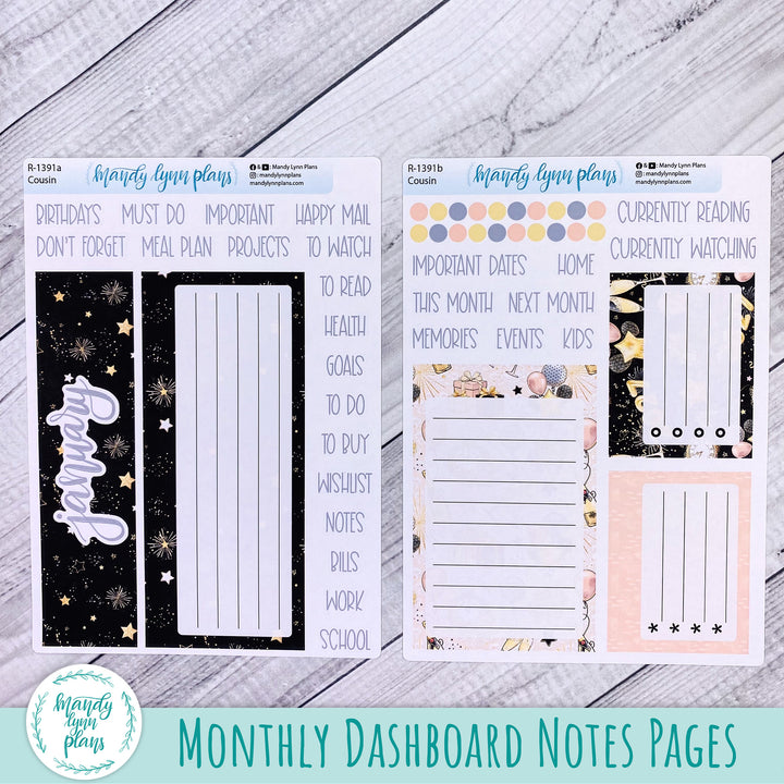 January Dashboard Kit || Hobonichi, Sterling Ink, Wonderland 222, Plans by Just Scribble || New Year's Party || 391