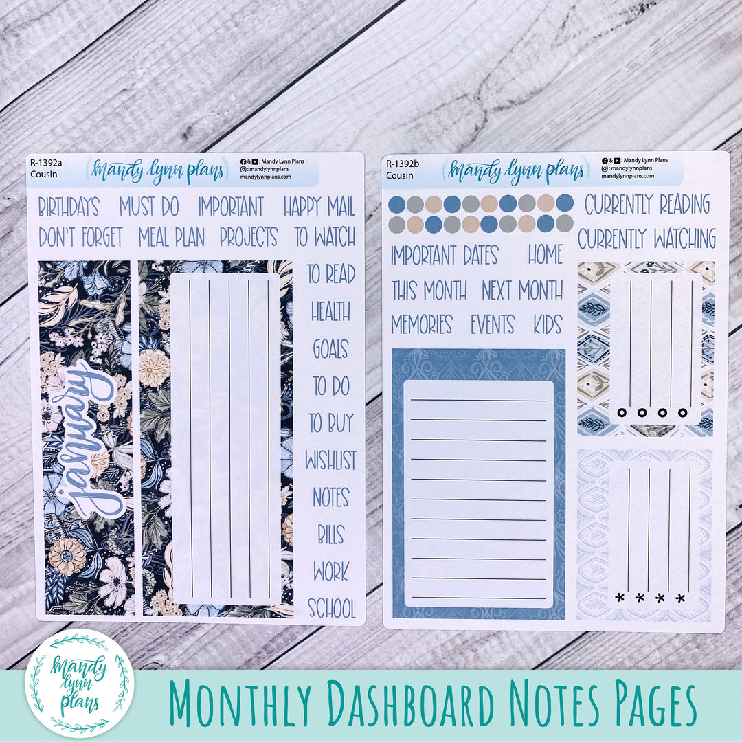 January Dashboard Kit || Hobonichi, Sterling Ink, Wonderland 222, Plans by Just Scribble || Midnight Meadow || 392