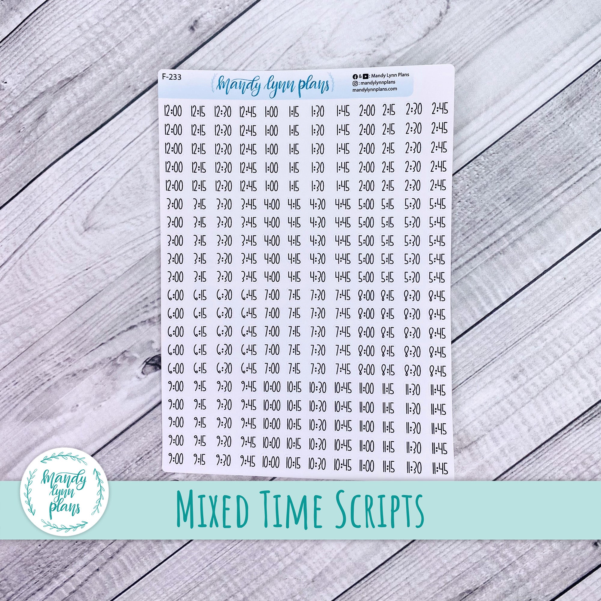 Mixed Time Script Stickers – Mandy Lynn Plans