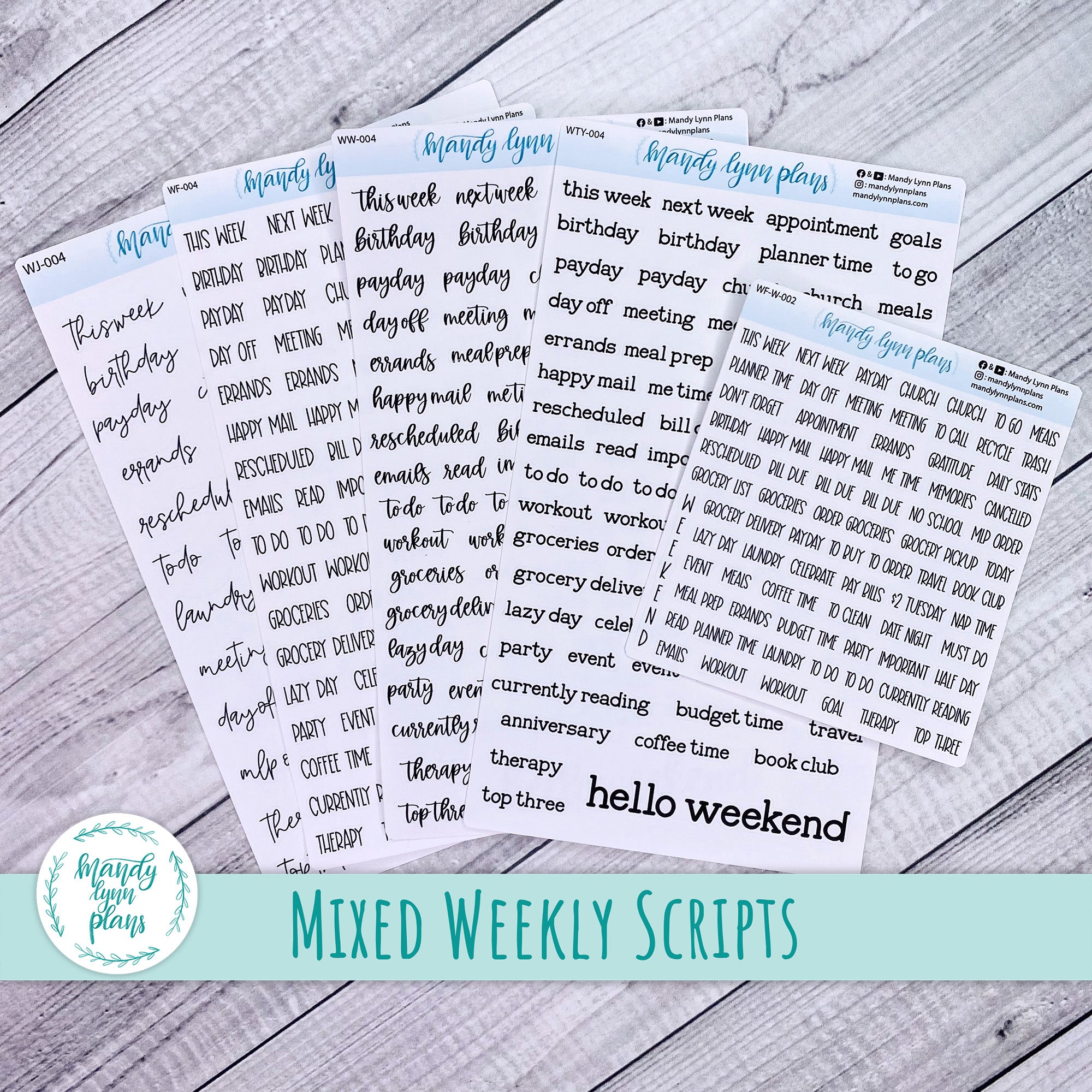 Mixed Weekly Script Sheets – Mandy Lynn Plans