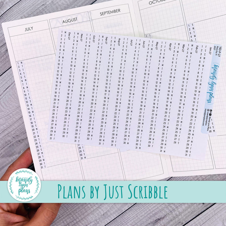 Yearly Index Number Day and Date Scripts || Plans by Just Scribble