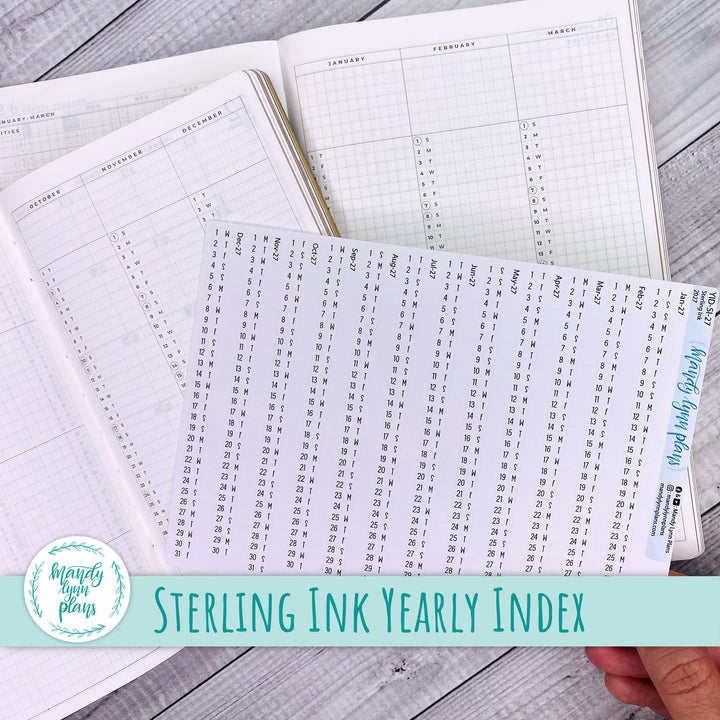 Sterling Ink Yearly Index Number Day and Date Scripts