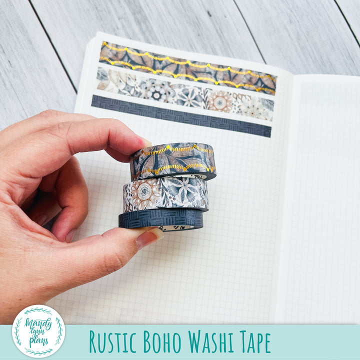 Set of 3 Washi Tape || Rustic Boho || Gold Foiled