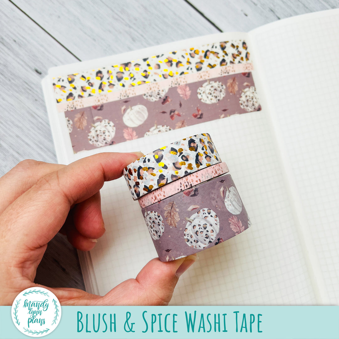 Set of 3 Washi Tape || Blush and Spice || Gold Foiled