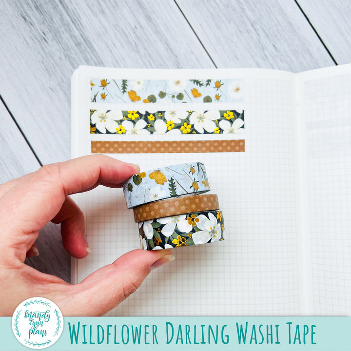 Set of 3 Washi Tape || Wildflower Darling || Gold Foiled