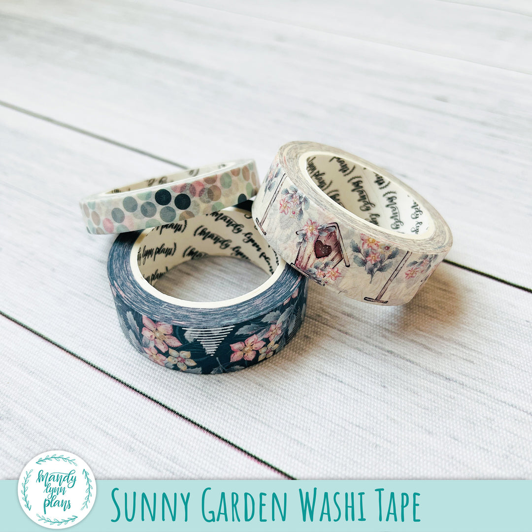 Set of 3 Washi Tape || Sunny Garden || Silver Foiled