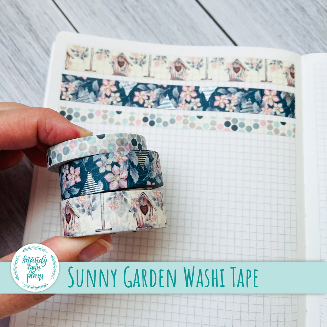 Set of 3 Washi Tape || Sunny Garden || Silver Foiled