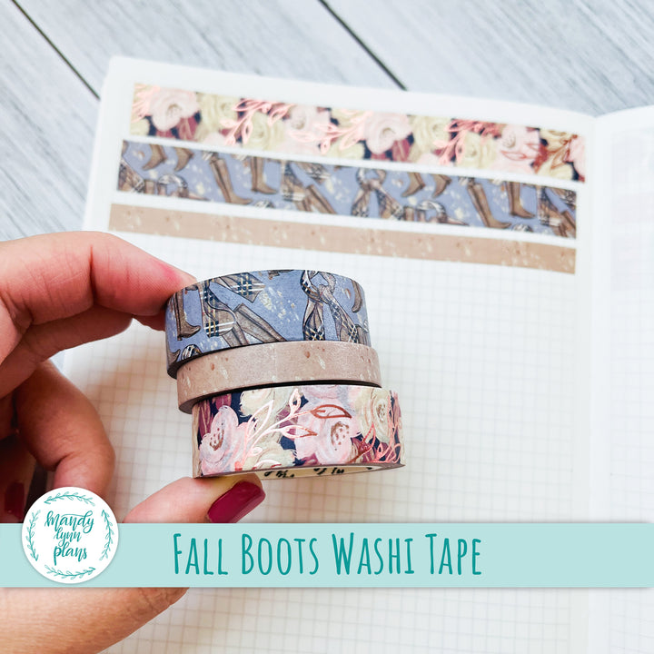 Set of 3 Washi Tape || Fall Boots || Rose Gold Foiled