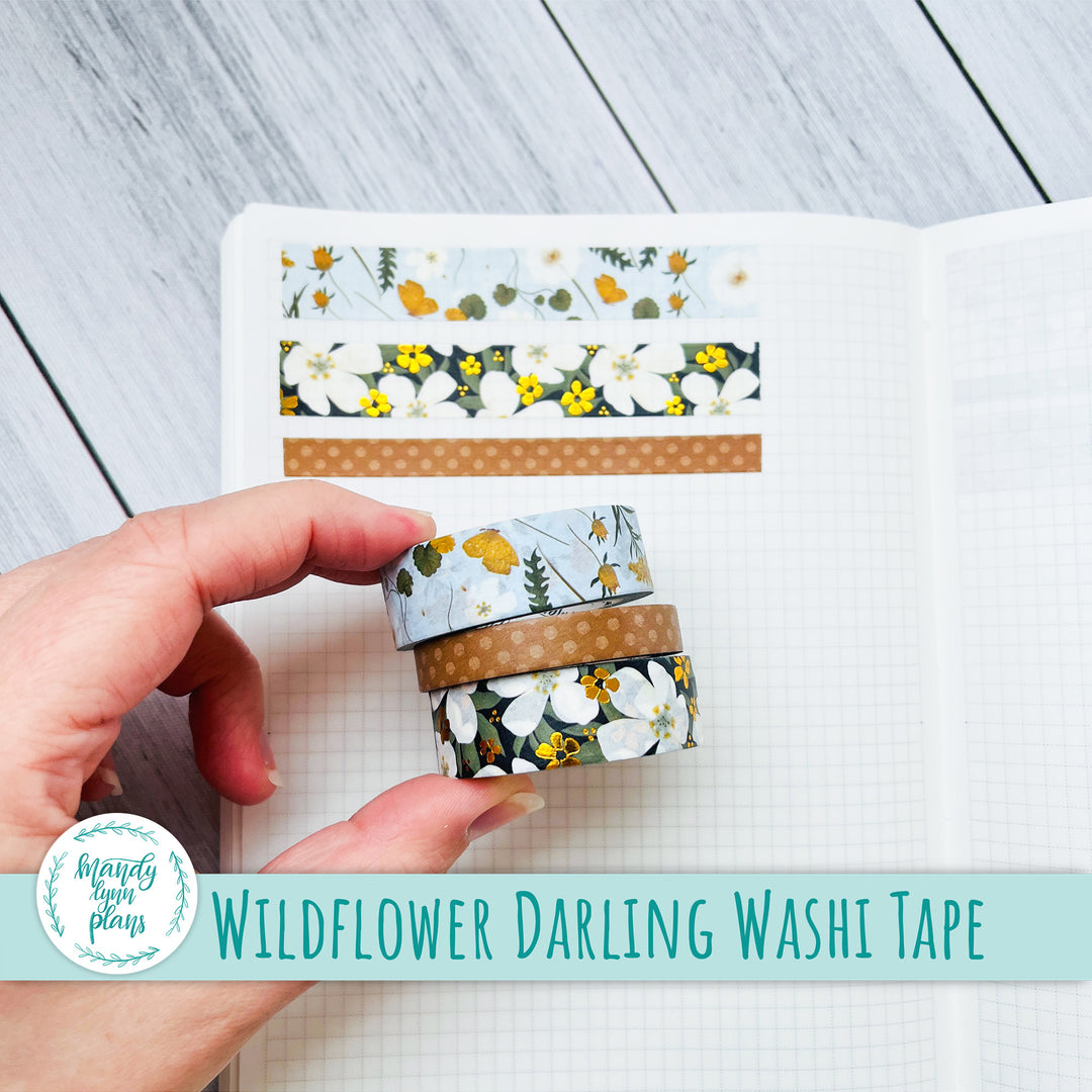 Set of 3 Washi Tape || Wildflower Darling || Gold Foiled