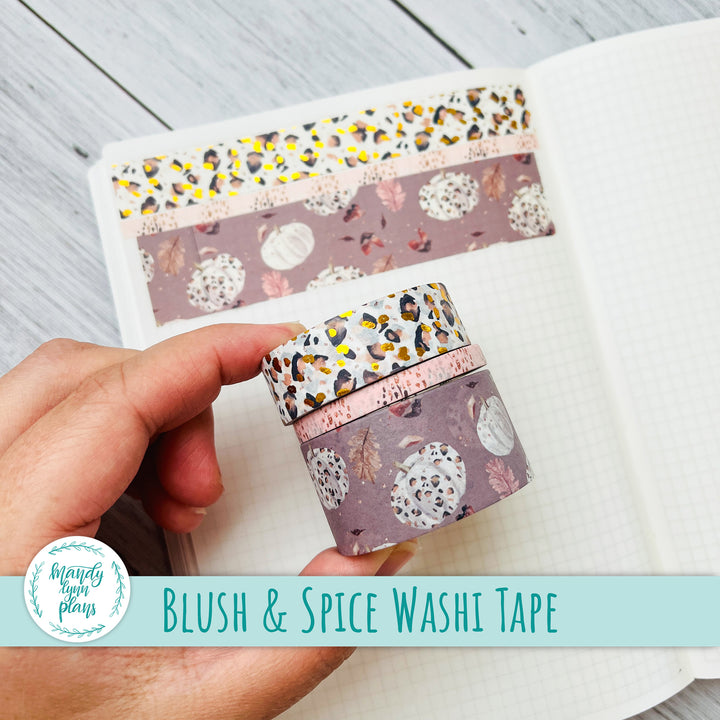 Set of 3 Washi Tape || Blush and Spice || Gold Foiled