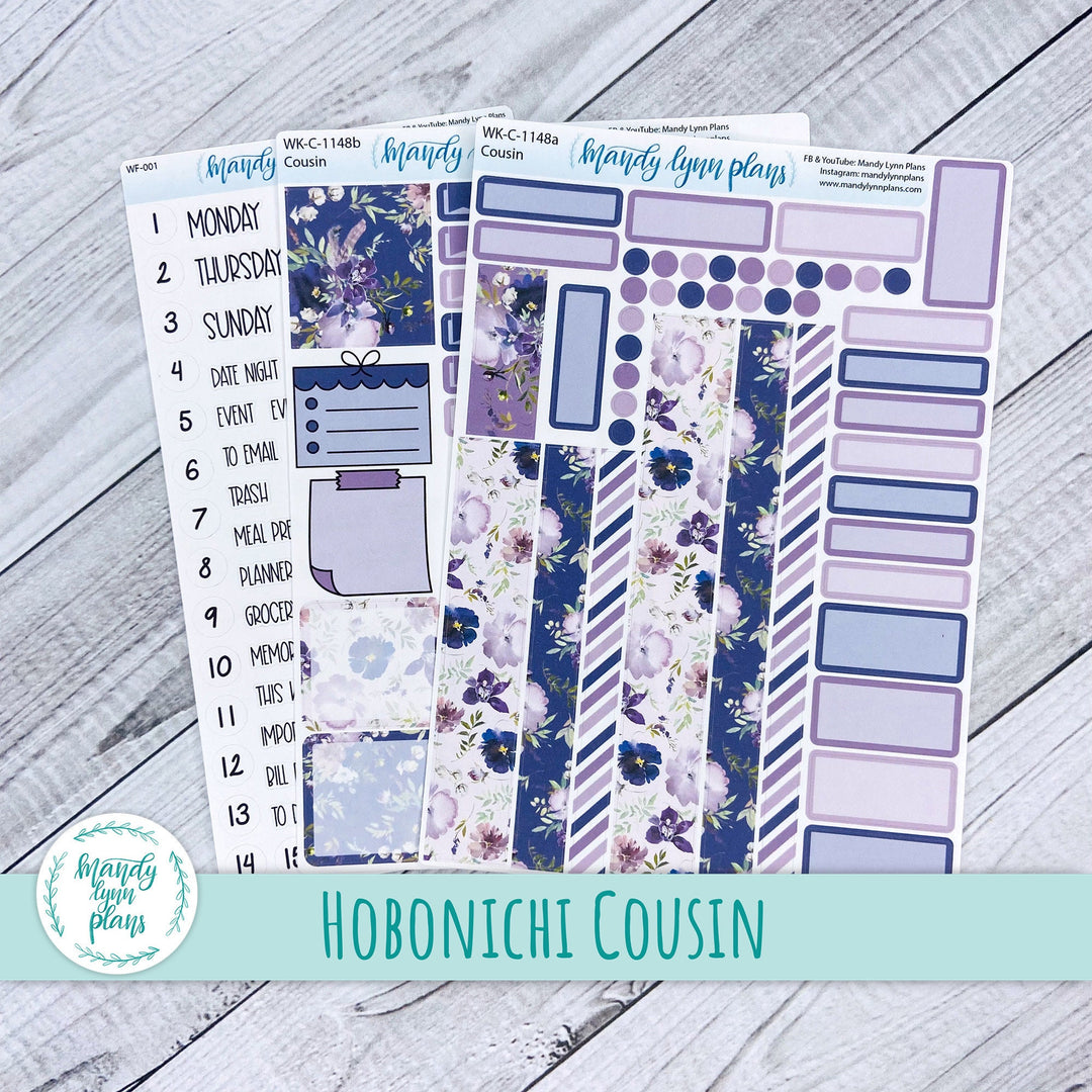 Hobonichi Cousin Weekly Kit || Violet Floral || WK-C-1148