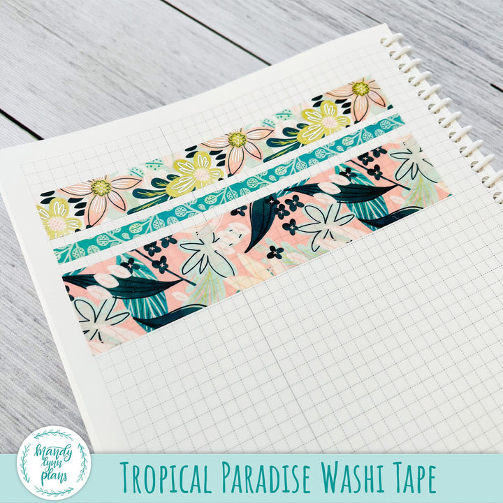 Set of 3 Washi Tape || Tropical Paradise || Silver Foiled