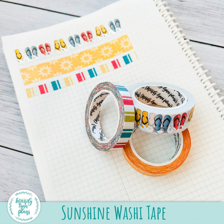 Set of 3 Washi Tape || Sunshine || Silver Foiled