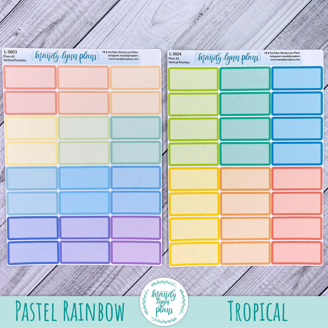 Plum A5 Vertical Priorities Labels - 3 Lines || Large Labels