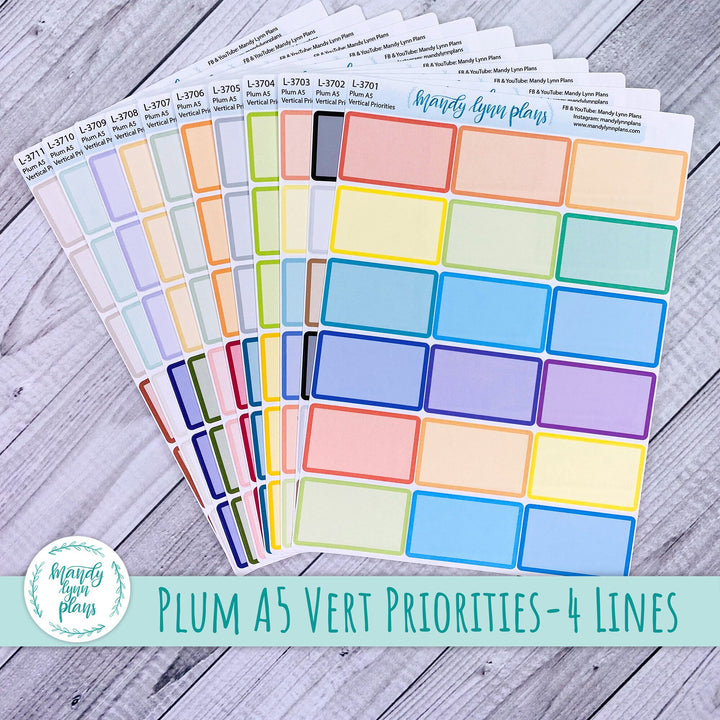 Plum A5 Vertical Priorities Labels - 4 Lines || X-Large Labels