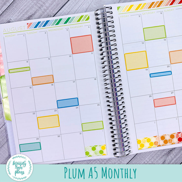 Plum A5 Vertical and Monthly Labels - 1 Line || Skinny Labels